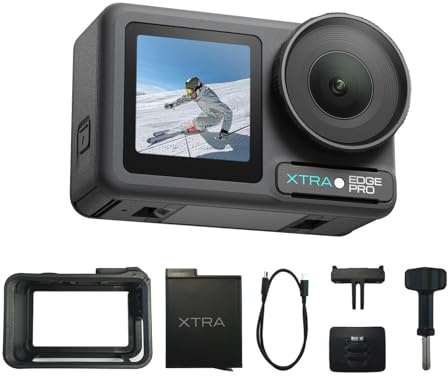 Edge Pro Action Camera, 4K Vlogging Camera with 1/1.3'' Sensor, 65ft Waterproof, Night View & Stabilization for Cycling, Diving, Sports Shooting