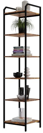 Lenmar, Regal, BS 6 40 Bücherregal, Standregal, Aufbewahrungsregal mit 6 Ebenen, Industriedesign, für Wohnzimmer, Büro, Arbeitszimmer und Flur, Stahlrahmen 187 x 40 x 30 cm (187 x 40 x 30 cm)