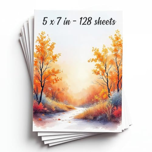 128 ark akvarellpapper block – 5 tum x 7 tum – vattenfärgspapper 150 kg/300 gsm – 100 % bomullsmassa – konsttillbehör för barn och vuxna – för målning, konstnärsskiss, staffli, lös ritning