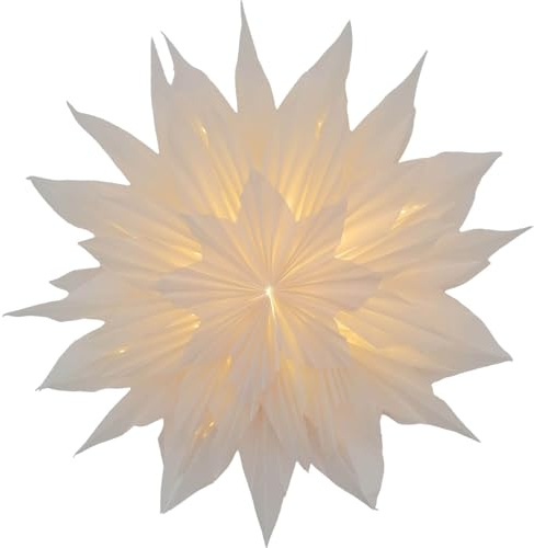 Mea-Living STELLA LINEA weiß 60 cm, Papierblume aus Pergamentpapier - Leuchtstern, Papierstern, Weihnachtsstern
