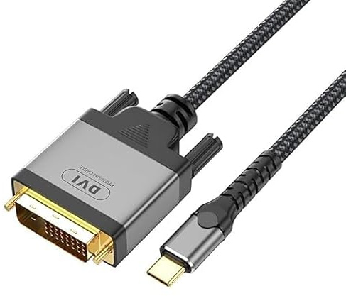 USB C to DVI Cable 4K@30Hz USB Type-C to DVI Adapter 1080p Full HD Converter Compatible for Monitor, TV, Projector, MacBook Pro, Samsung Galaxy, Surface Book, Dell, Pixelbook and More - 1M