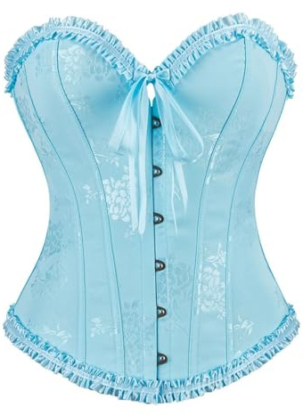 Generisch Corset Top Mujer Elegante con Corsé Boned Top Vintage Corsé Fiesta Elegante Corset Top Carnaval Corsé Baile Bustier Suave Sexy Corsé Ligero Lencería, azul celeste, M