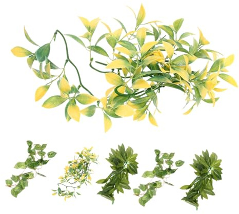SHINEOFI Lot de 6 Plantes Artificielles pour Terrarium Reptiles Lianes Suspendues Décoratives Vertes Plantes Grimpantes Solide pour Enclos de Gecko et Lézard Décoration Facile