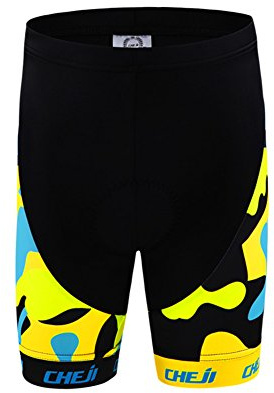 SXSHUN Kinder Fahrrad Trikot Set Jungen Mädchen Radtrikot Fahrradhose mit 3D Polster Sport Bike Trikot Kuzre Radhose Radsport-bekleidung, Gelb Camouflage(radhose), 146