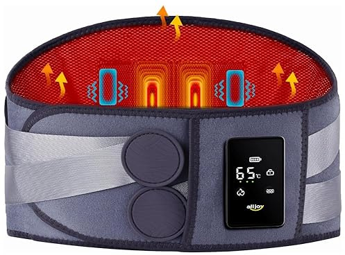 ALLJOY Cordless Heat Pad for Back Pain Relief, 170cm Electric Heat Pads | 3 Heat 5 Vibration, 5000mAh Low Back Massager for Home, Office, Travel Use, 40mins Auto-Off, Gifts for Women Men