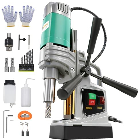 Taladro Magnético 1450W, Diámetro Máximo 2 Pulgadas, Carrera 220mm, 820 RPM, Fuerza Magnética 14000N, Taladro Eléctrico con Adaptador para Brocas Helicoidales (W/2'')