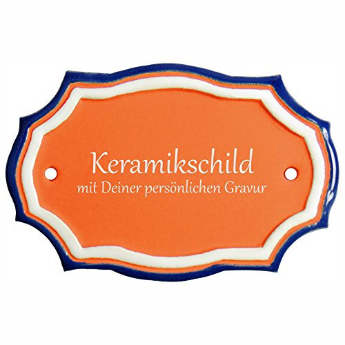 Handarbeit aus Schleswig-Holstein Keramikschild 12,0 x 8,0 cm Motiv Schlichtes Türschild (Terracotta)