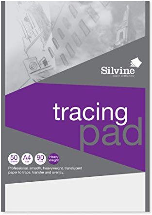 Sivine A4 Professional Tracing Pad. 50 Sheets of Quality Heavyweight Tracing Paper (90gsm) Ref A4TPR