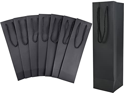 15 Stück Weinflaschen-Geschenkbeutel, schwarze stabile Papier-Wein-Tragetaschen, Premium-Wein-Champagnerpapier, Geburtstag, Festival