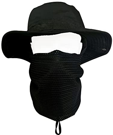 QMFIVE Taktische Boonie Hut Schal Unisex Camouflage Abgerundete Hut Fischer für Tactical Airsoft Paintball Aufstieg Camping (A-BK)