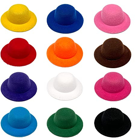 12 Stück Mini-Zylinderhut Puppenhüte Filz zum Basteln Miniatur 5,8 cm 12 Farben
