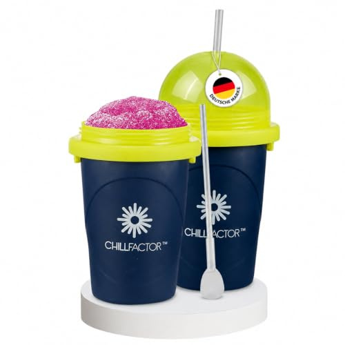 Magic Freez Slushy Maker – Tragbarer Slushy Becher aus Silikon mit 2-in-1 Strohhalm und Löffel – Slush Ice Maker für erfrischende Slushies – Slushi Cup zum Slush Eis selbermachen – 370ml