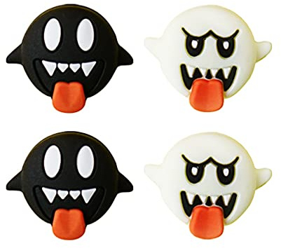 PERFECTSIGHT Halloween Switch Thumb Grips, Cut Joystick Caps for Nintendo Switch, 4 PCS Thumbstick Cover for Switch Lite/OLED, Analog Stick Button Cover for NS Joycon (Black White Ghosts)