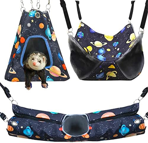 Set tunnel e tenda ad angolo retto per furetti, porcellini d'India, tunnel impermeabile in pile x amaca per conigli, ricci, ratti, cincillà, accessori per gabbie di piccoli animali 3in1