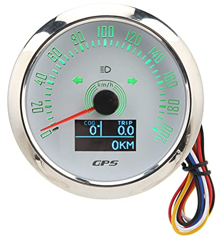 MPH GPS Hastighetsmätare Odometer, 3 i 1 200MPH 85mm 9-32V varvräknare med 7 färger bakgrundsbelyst, Antifog Universal Waterproof Speed Meter Gauge for Boat Car Motorcycle Marine (Vit urtavla)