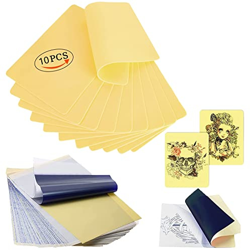 20 Stück Tattoo Übungshaut und Tattoo Transferpapier Set, 10 Stück Kunsthaut Tattoo 10 Blatt Tattoo Stencil Papier für Temporäre Tattoo Schablonen ohne Motiv