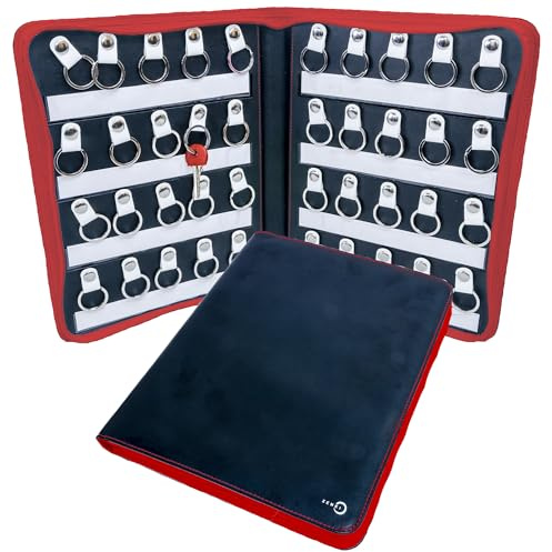 ZENKI - Organizer per chiavi portatile - Borsa impermeabile con cerniera - Professionale e domestico, gestore immobiliare -Custodia portachiavi (40 portachiavi) (rosso)