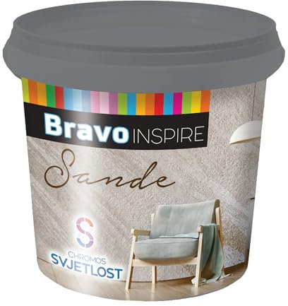Chromos-Svjetlost, Bravo Inspire Sande - Textured Wall Paint 1L, Interior Topcoat, Decorative Gold Pigmented for Special Effect, 1000ml
