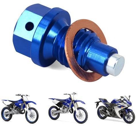 BIUGERCN Tapón magnético de drenaje de aceite para motocicleta, M10 x 1,25, con arandela triturada de cobre rojo, CNC para YZ125 YZ250F YZ450F DRZ400 YZ125X YZ250FX YZ450FX WR250F DRZ400E Azul