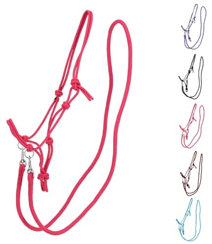 NETPROSHOP 1 Set Knotenhalfter und Seil-Zügel für gebissloses Reiten Gr. Shetty, Pony, Cob, Full, Groesse:Cob, Farbe:Fuchsia