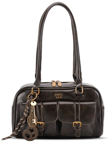 CHAMAIR Y2K Tasche Handtasche Damen PU Leder Schultertasche Shoulder Bag Women Purse Vintage Umhängetasche