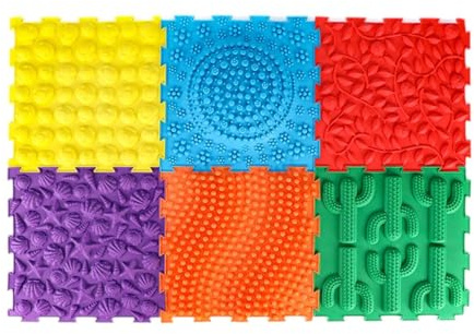F Fityle 6X Tappetini da Gioco con Puzzle Sensoriale per Massaggi, Giochi per Bambini Piccoli, Tappetini da Pavimento con Puzzle, con Il Rosso