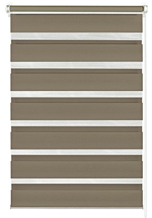 Gardinia Doppelrollo zum Klemmen oder Kleben, Duo-Rollo/Seitenzugrollo, Transparente und blickdichte Streifen, Alle Montage-Teile inklusive, Mocca, 60 x 150 cm (BxH), 31088