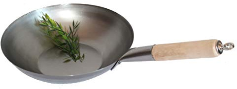 AAF Nommel®, Wok Pfanne flacher Boden Ø 30 cm, für Gas, Induktion, Ceran und Elektro, mit Holzgriff auch zum Aufhängen