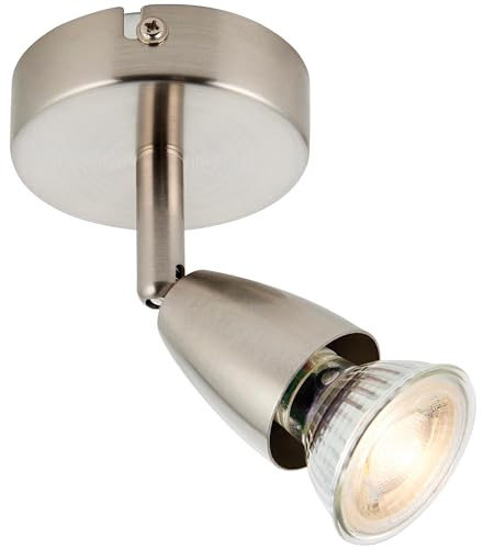 National Lighting Amalfi Single Decorative Satin Nickle Finish GU10 LED Compatible Adjustable Ceiling Wall Spotlight