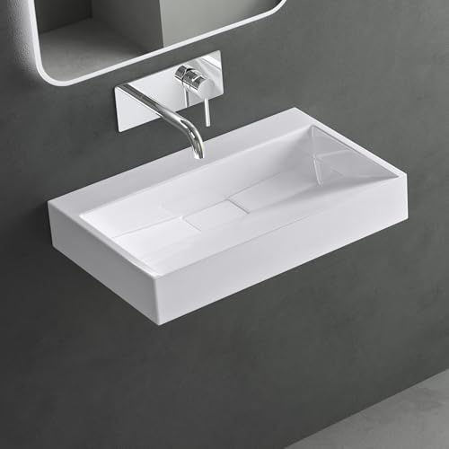 Mai & Mai Lavabo Rectangulaire 60x38x11cm sans Perçage Trop-Plein | Vasque Lavabo, Bonde et Cache-Bonde Inclus, Surface Lisse, et Facile à Nettoyer, Colossum19