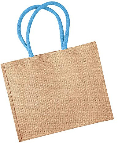 Westford Mill Jutetasche/Einkaufstasche, 21 Liter (2 Stück/Packung) (Einheitsgröße) (Natur/Blau)