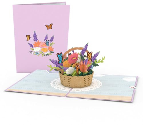 Lovepop® Blumenkorb besondere 3D-Pop-Up-Karte zum Valentinstag, Geburtstag, Muttertag | einzigartige Blumen Klapp-Karte, inklusive Grußkarte mit Einsteckfach und Umschlag