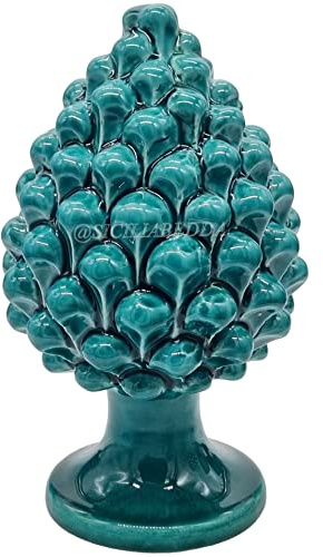 sicilia bedda - Pigna in Ceramica Siciliana - Prodotto Realizzato Interamente a Mano - Pigna Decorativa (Verde Acqua, 13x8Cm)