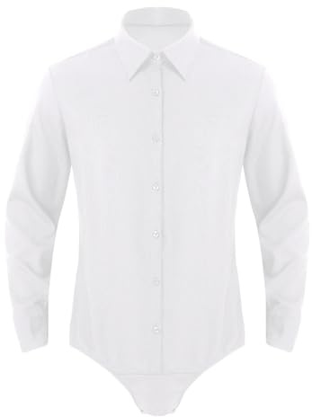 ranrann Body Elegante Camicia Uomo Slim Fit Manica Lunga Cotone Camicie Casual Traspirante Pulsanti Abbigliamento Danza Classica da Balletto Ballo Latino Samba Rumba Bianco XXL