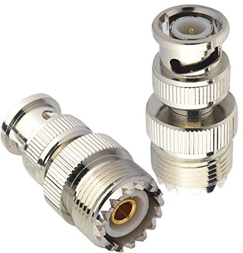 Boobrie Adaptateur UHF BNC Connecteur SO239 UHF Femelle à BNC Mâle Adaptateur pour Antennes RF/Antennes CB/Radio CB/Périphériques LAN sans Fil/Antenne Portable Paquet de 2