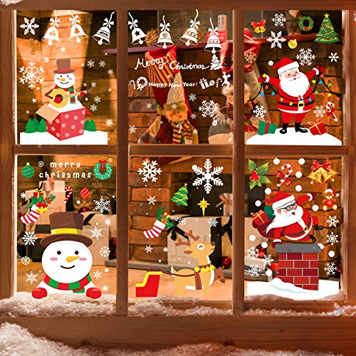 WD&CD 260 adesivi decorativi natalizi per finestre, adesivi decorativi per finestre, adesivi per finestre, rimovibili, statici, in PVC, invernali, decorazione per finestre, decorazione fai da te