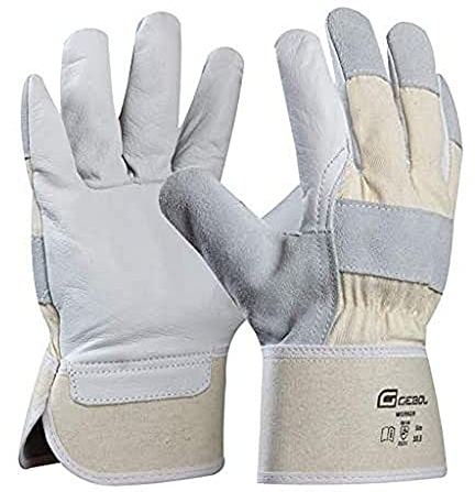 Gebol Worker (1 Paar) - Arbeitshandschuhe aus Rindvollleder 1,0mm, Doppelnaht-Verstärkung, Bau & Schwerarbeit, 7cm gummierte Stulpe mit Canvas-Gewebe, für Herren, XL (Gr. 10)