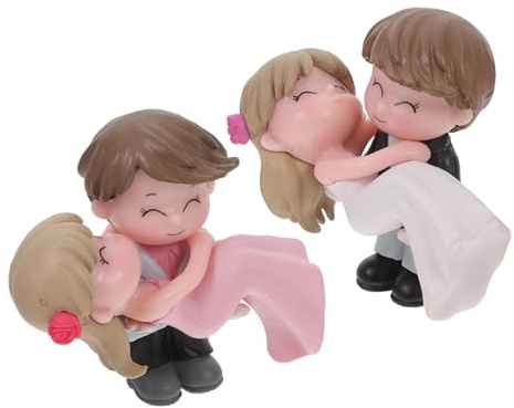 TOYANDONA Couple Cake Toppers - 2 Pairs Hugging Couple Figurines for Wedding Cake Decoration, Home Decor & Car Dashboard