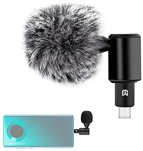 Hensych Microphone omnidirectionnel à condensateur réglable avec Prise USB-C/Type-C (Noir)