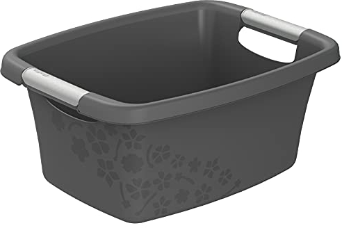 Rotho Flowers Cestino per il bucato 12l, Plastica (PP) senza BPA, antracite, 12l (39.5 x 29.4 x 17.5 cm)