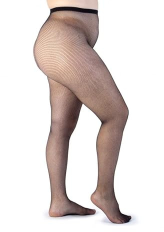 LEELA LAB, Collant Donna Curvy a Rete Made in Italy, Calze a Rete Taglie Forti, Ideali per Ogni Occasione, Fantasia Classica, Colore Nero, Taglia 9