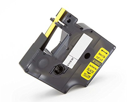 vhbw Schriftband-Kassette Ersatz für Dymo 18052 für Etiketten-Drucker Schwarz auf Gelb, Schrumpfschlauch-Kassette, 6 mm
