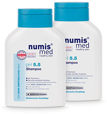 numis med Shampoo ph 5.5-2er Pack Hautberuhigendes Haarshampoo f??r sehr empfindliche & sensible Haut - vegane Haarpflege ohne Silikone, Parabene & Mineral??l - Haar Shampoo (2x 200 ml) | für sehr empfindliche & sensible Haut - vegane Haarpflege ohne Silikone, Parabene & Mineralöl - Haar Shampoo