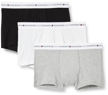 Tommy Hilfiger Boxers Lot de 3 Homme avec Ceinture à Motif Logo, Multicolore (Grey Heather/Black/White), L