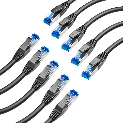 KabelDirekt – Cable Ethernet Cat 7 – 10x 4,9m – Cable de red/LAN/RJ45, 10Gbit/s – Disponible en 0,25-30m (Para redes de alta velocidad, juegos, PC, conmutador/router/módem, negro)