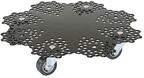 WAGNER Pflanzenroller Nostalgie Ø 30 x 5,5 cm I Pflanzenroller für Innen - & Außenbereich I Blumenroller aus Stahl beschichtet schwarz I Ornamente I Tragkraft 100 kg - 20094901