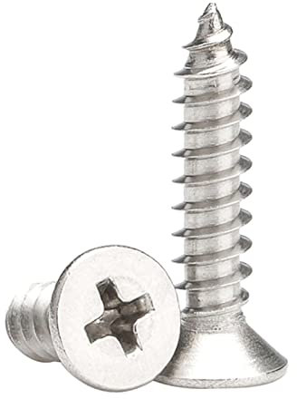 M5 x 35mm Self Tapping Screws, Phillips Flathead 304 Stainless Steel Screws, Fasteners Bolts for Plastic Wood Furniture and Drywall 50 Pcs