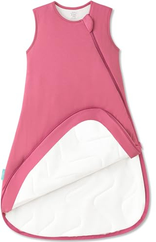 PurComfy Supersoft Sleep Sack 1.0 TOG, Premium Bamboo Viscose Baby Sleeping Bag, 2-Way Safe Zipper Sleep Sacks 6-15 Months (Berry)