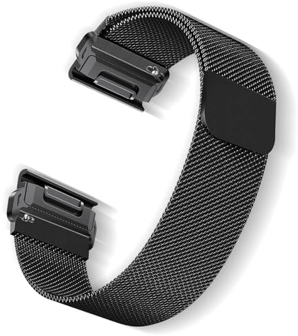 SeNool QuickFit 22mm Armband für Garmin Fenix E 47mm/Fenix 8 47mm/Fenix 7 Pro Solar/Fenix 7/Fenix 6 GPS, Metall Magnetversch Ersatzarmband für Garmin Fenix 6 Pro GPS/Fenix 5/Fenix - Schwarz/S-Code