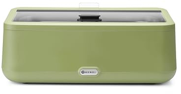 HENDI Chafing dish, UNIQ, mit GN1/1 Behälter, integrierter Glasdeckel, Temperaturbereich: von 35° bis 85°C, Warmhaltebehälter, Buffetwärmer, 12,5L, 220V/700W, 607x402x(H)250mm, Edelstahl, PP, grün